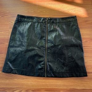 Adorable Faux Leather Zipup Mini Skirt